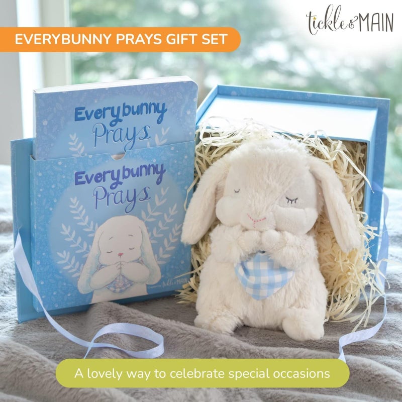 Tickle & Main Everybunny Prays Bunny Stuffed Animal & Musical Toy - Blue, 7 in Plush & Illustrated Book, Recites Now I Lay Me Down to Sleep - Baptism Gifts for Boys - Christening Gifts for Boys - Image 3